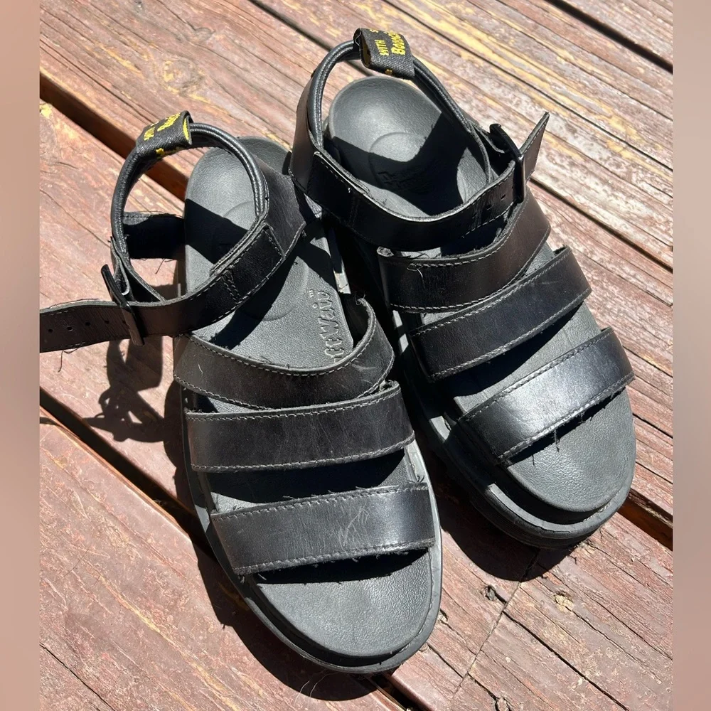 Dr. Martens BLAIRE Black Leather Platform Gladiator Sandals - Picture 8 of 9